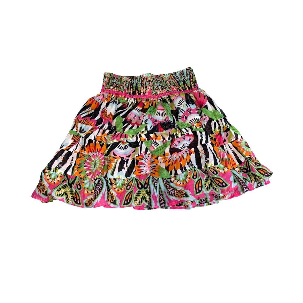 Antica Santoria By Giacomo Cinque Floral Smock Ruffle Mini Skirt   One Size